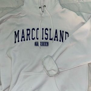 Pacific & Co White Embroidered Marco Island Oversized Hoodie XL